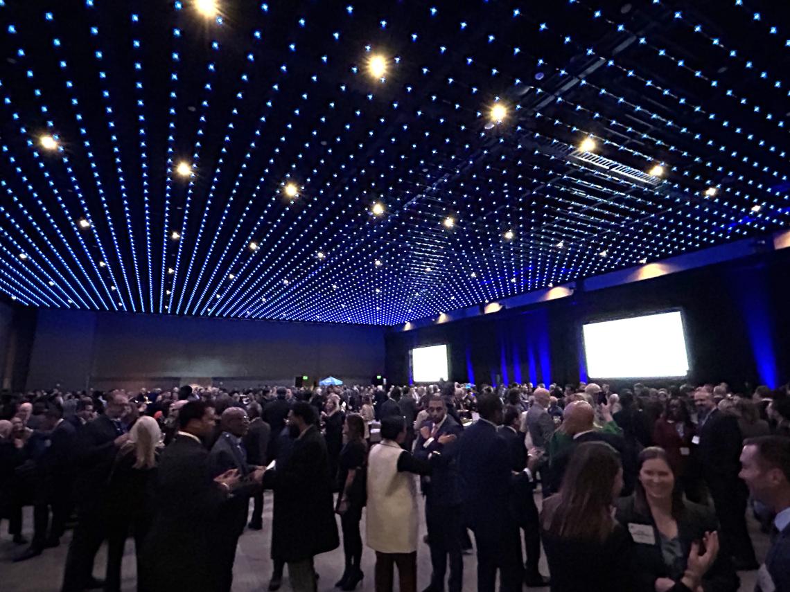 Room full of people talking