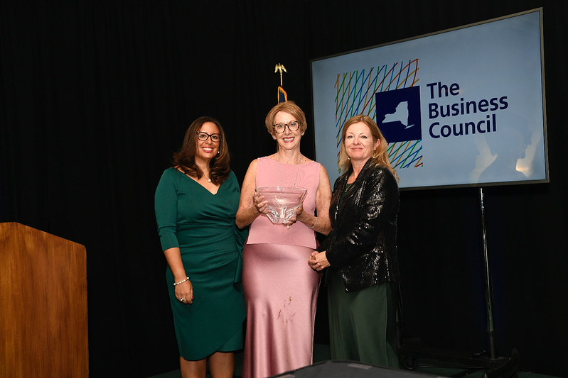 Photo of Marsha Gordon receiving corning award
